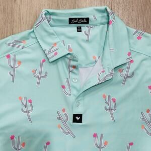 Bad Birdie Green Cactus Performance Golf Polo Shirt Size XL Stretch